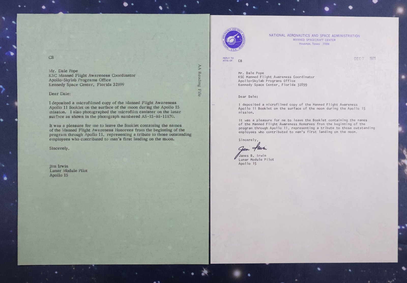 "Lunar Roll of Honor" with Astronaut Jim Irwin Letters - Image 5